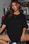 Women's the Moon Black Crew Neck Oversize Salas T-Shirt - 3