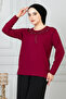Women's Burgundy Mother Combed Cotton Blouse - 5