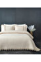 100% Cotton Double Bedspread Mihrimah Lace Pique Set Beige - 6