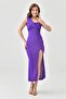 Full Lycra Buzzy Fabric Slit Detailed One Shoulder Midi Length Summer Purple Dress 1050 - 7