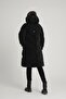 Women's Long Fixed Hooded Puffer Jacket with Back Zipper Detail 8695 - 3