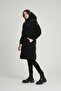 Women's Long Fixed Hooded Puffer Jacket with Back Zipper Detail 8695 - 2