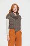 Collar Detailed Patterned Bohemian Blouse Green