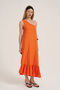Single Shoulder Flounce Midi Dress Orange - 4