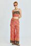 Pink Patterned Elastic Waist Trousers