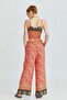 Pink Patterned Elastic Waist Trousers - 4