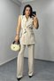 Women's Belted Vest Trousers Set Stone