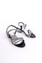 New Season Black Ankle Stoned Open Back Transparent Heel Girls Kids Heels Shoes - 6