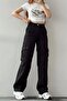 Women's Black Cargo Pocket Lycra High Waist Palazzo Jean - 2