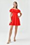 Crepe Fabric Thin Strap Flywheel Bell Cut Red Short Evening Dress Red Homecoming Dress 014 - 6