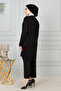 Women's Thin Combed Cotton Long Seasonal Black Jacket Cardigan - 6