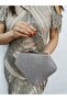 Women's Big Stone Look Platinum Evening Clutch Chain Strap Handheld Wedding Engagement Night Shoulder Bag - 5