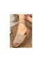 Women's Lace Up Sandals Skin Beige New Season Lace Knitted Stringed Ankle Strap Comfortable Sandals - 5