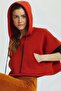 Hooded Cotton Crop Sweatshirt Orange - 5
