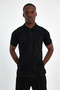 Men's Slim Fit 3-Piece Black Non-Stretch Cotton Polo Collar T-Shirt - 2