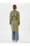Trench Coat Double Breasted Buttoned Belted Waist Pocket - 4