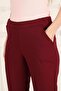 Plus Size Carrot Cut Elastic Waist Pocketed Crepe Scuba Knitted Trousers-Bordo - 6