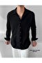 Men's Winter Ribbed Ottoman Textured Black Oversize Shirt - 3