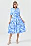 Short Balloon Sleeve Midi Length Length Elastic Wrap Neckline Floral Patterned Dress 3058