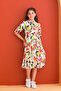 Flower Patterned Girl's Dress - 3