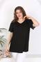 Women's Plus Size Sleeves Embroidered Stretchy Blouse 24102 Black