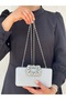 Women's Silver Palsim Cover Accessory Detailed Chain Evening Dress Shoulder Bag - 4