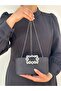 Women's Black Satin Covered Accessory Detailed Chain Evening Dress Shoulder Bag - 4