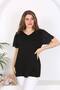 Women's Plus Size Sleeves Embroidered Stretchy Blouse 24102 Black - 2