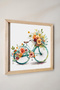Bicycle Painting Decorated with Flowers with Watercolor Effect in Wooden Frame, Watercolor - 2