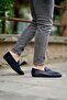 Dark navy blue men's leather shoes - 2