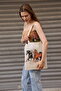 Canvas Black and White Horse Printed Shoulder Bag - 3