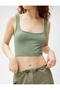 Crop Tank Top Square Neck Ribbed Piping Detail - 5