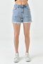 Women's Ripped Detailed High Waist Lycra-Free Light Blue Denim Shorts Lycra-Free Blue Denim Shorts 70363 - 3
