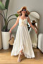 Women's Off-White Seashell Detailed Lined Lace Dress - 2