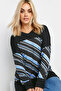 Plus Size Patterned Stretch Fabric Long Sleeve Long Cut Blouse303058