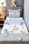 Blue Gray Space Patterned Pique Set (160x230cm) - 2