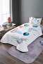 Ballooned Flying Rabbits Patterned Single Pique Set and Bedspread - 2