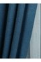 Crown Blue Solid Color Linen Background Curtain, Pleat-Free Plain Planting, Extra-Fore Drawstring, Single Wing