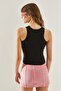 Women's Black Thin Strap Heart Embroidered Combed Cotton Blouse 60251200 - 6