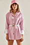 Women's Pink Cuff Detailed Belted Snap Closure Single Pocket Shirt 60251129 - 7