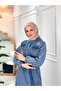 Camellia Denim Long Hijab Dress Thin Summer Hem Pleated Jeans Dress - 2