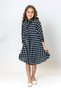 Girl's Ribbon Collar Polka Dot Pleated Dress