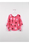 Girl's Round Neck Polka Dot Pleated Blouse - 4