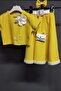 Girl's Polka Dot Button Detailed Yellow Skirt Suit - 4