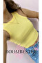 Women's Yellow Camisole Sleeveless Blouse Long Crop Navel Top Undershirt - 2