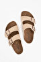 Women's Arizona Beige Double Buckle Slippers - 5