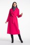 Women's Vibrant Fuchsia Men's Collar Long Belted Lined Coat with Pockets - 6