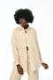 WOMEN'S FRONT ADHESIVE STONE EMBROIDERED BEIGE COLOR SHIRT