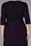 Dark Purple Capri Sleeve Long Glitter Plus Size Evening Dress Abu39740 - 4