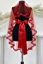 Red Bridal Veil Set, Elegance Henna Veil Set with Water Stones 6 Pieces - 6